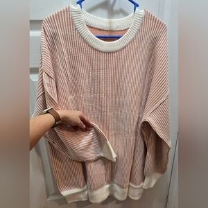 Eytino Women's Striped Sweater Orange Stripped 2xl